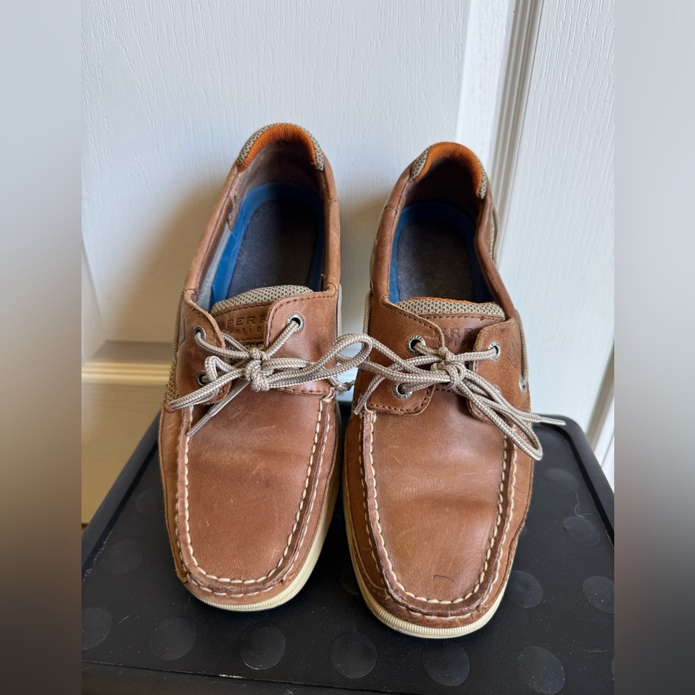 Sperry Mens‎ Top Sider Lanyard 2 Eyelet Boat Deck Shoes 8.5 Brown Tan 0777971